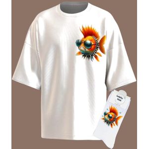 Gift Set - T-shirt - Sokken - Verjaardag - Rezo - LuckyDaySocks - Uniek cadeau - Punk goudvis