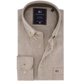Giordano - Overhemd - Bruin - Lange Mouw - 100% Katoen - Button-Down Kraag