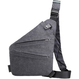 Anti-diefstal reistas, anti-diefstal tas, slanke schoudertas, nylon borsttas voor heren en dames, lichtgewicht, eenvoudig, grijze rechterschouder