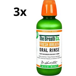 The Breath Co. Mondwater Mild Mint - 3 x 500 ml - Voordeelverpakking