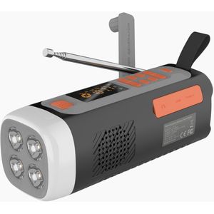 Noodradio - noodradio solar opwindbaar - Kleurenschermradio - LED - 4500 mAh - Zwart - ABS