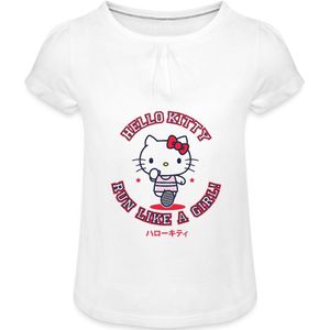 Hello Kitty Run Like A Girl Meisjes T-Shirt Met Plooien