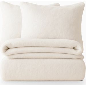 Decoware® Teddy Fleece dekbedovertrek - wit - 260x220 + 60x70 cm