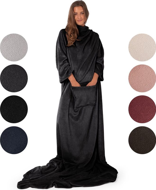 Blumtal - Fleece Deken met Mouwen - Antraciet - 100% Polyester - 170 x 200 cm