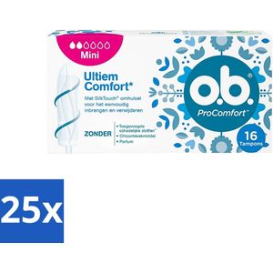 o.b. Tampons - ProComfort Mini - Voor Comfort en Makkelijke Bescherming - 16 Tampons - Bulkverpakking - 25 stuks
