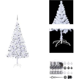 vidaXL Kerstboom Snowy - PVC - 210 cm - 910 takken - LED-verlichting - Decoratieve kerstboom