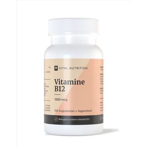 Vital Nutrition Vitamine B12 - 1000 mcg - Actieve vorm: Methylcobalamine - Superieure opname - 100 zuigtabletten