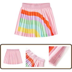 Kinderrokje Lichtroze - Geplooid - Maat 140 Kinderrok - Kinderkledij - Meisjesjurkje - Roze Jurk - Regenboog Print