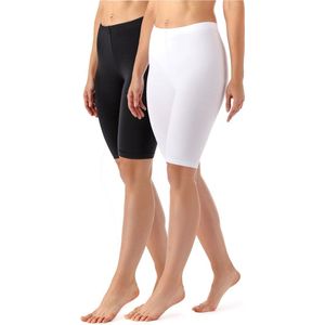 Merry Style MS-MS10-145-LE-2Pack Dames Leggings 2Pack - Sport - Vrijetijdsbroek - Kort - Viscose - Sporbroek - Yogabroek - Zwart/Zwart - XL