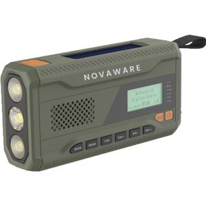 NovaWare® Noodradio Solar Opwindbaar - Powerbank Zonneenergie met 4600mAh - DAB+/FM - Noodpakket - Bluetooth speaker - Draagbare Radio – Batterij - Groen