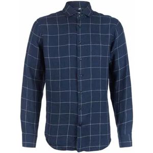 Seidensticker Overhemd Linnen Shaped Fit Ruit Navy (01.294017 - 19)