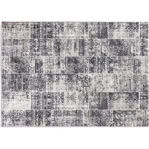 Lifa Living - Vloerkleed - Grijs Tinten - Synthetisch Wol - Vintage - Patchwork - 80 x 150 cm