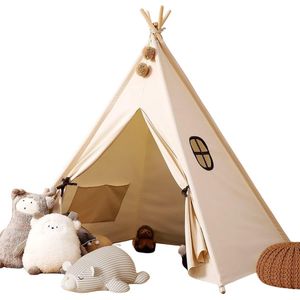 Tipi Tent - Voor Kinderen - Pop Up Tent - Speeltent - Vlaggen en Vloermat