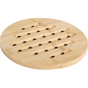 Bambou & Co Pannenonderzetter - rond - D19 cm - bamboe hout - met luchtgaten