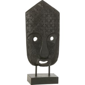 J-Line decoratie masker Op Voet Albasia - hout - zwart - small
