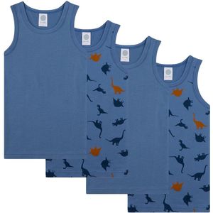 Sanetta - Onderhemd - Verpakking van 4 - Effen en Dinosaurusprint