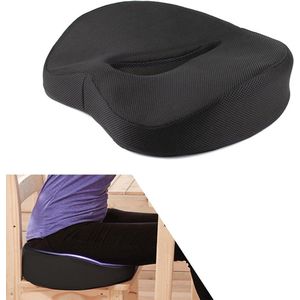 Traagschuim zitkussen voor ergonomisch zitcomfort - orthopedisch en wasbaar - zwart