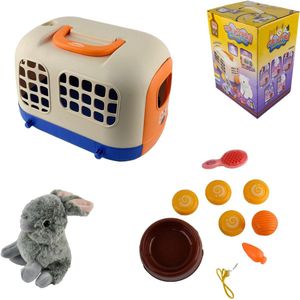 Pluche konijnenkooi speelgoedset voor kinderen - Hersity dierenartskoffer met wielen en accessoires