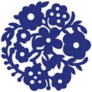 Bloemenkrans vilt onderzetters  - Donkerblauw - 6 stuks - ø 9,5 cm - Tafeldecoratie - Glas onderzetter - Cadeau - Woondecoratie - Woonkamer - Tafelbescherming - Onderzetters Voor Glazen - Keukenbenodigdheden - Woonaccessoires - Tafelaccessoires