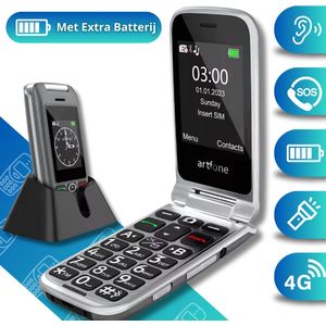 Senioren Telefoon met Extra Batterij - Simlock vrij - Klap GSM - Dubbel Klapbaar scherm
