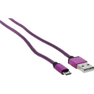 Datakabel ,USB to Micro-USB, 1m ,textil roze