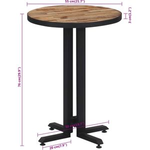 vidaXL - Bistrotafel - rond - Ø55x76 - cm - massief - gerecycled - teakhout