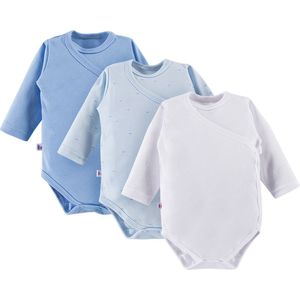 Eevi - Rompertjes - Basic Blauw - Set van 3 - Maat 68 - 4 t/m 6 maanden