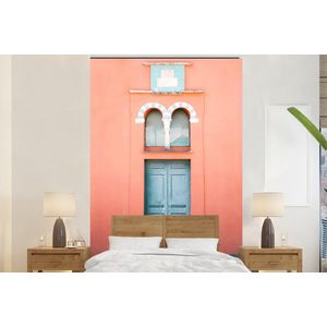 Deur - Blauw - Architectuur - Rood - Behangpapier