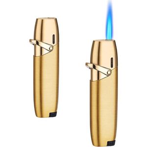 Adjustable Windproof Jet Flame Butane Torch Lighter for Outdoor Grilling-Camping - Refillable Butane Lighter - Black - Color A3