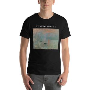Famous Piece - Kunst T-shirt - Claude Monet 'Impression, Sunrise' - Unisex - Zwart - XS