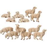 Decoris kerststal schapen beeldjes - 6x st - wit - 12 cm - hout