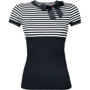 Pussy Deluxe Stripey Dames T-shirt - zwart/wit - M