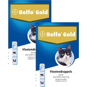 Bolfo Gold Kat 80 - Anti vlooienmiddel - 2 x 4 stuks Van 4 Kg