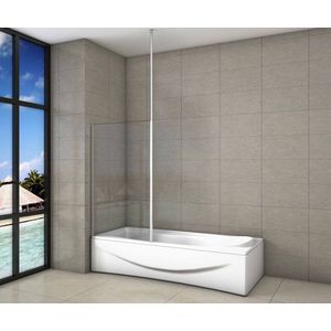 Badwand 80x140 cm,NANO EasyClean veiligheidsglas,verticale stabilisatiestang met plafondbevestiging