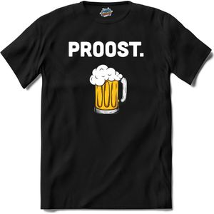 Proost - Bier kleding cadeau - bierpakket kado idee - grappige bierglazen drank feest teksten en zinnen - T-Shirt - Heren - Zwart - Maat 4XL