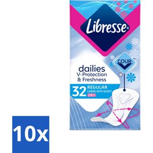 Libresse – Inlegkruisjes – Normal Deo Fresh – Fris gevoel – 32 Inlegkruisjes - Bulkverpakking - 10 stuks