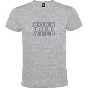 Grijs T shirt met print van "" BORN TO BE WILD "" print Zilver size XXL