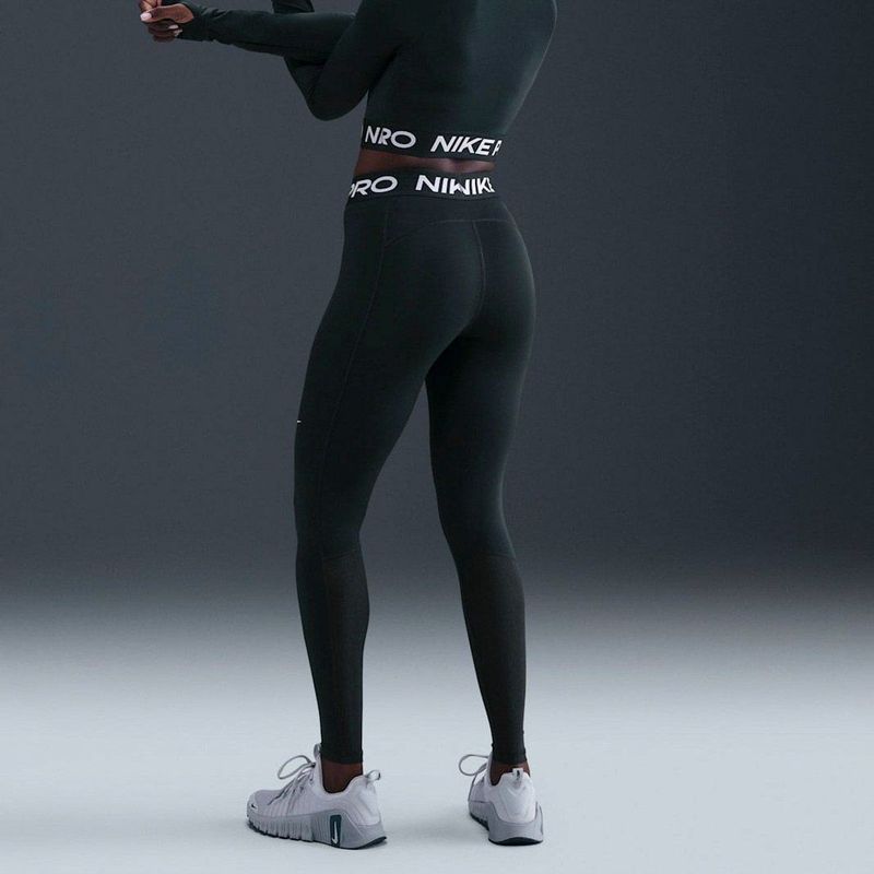 Nike - Pro Legging - Blauw - Dames - Halfhoge Taille - Mesh Vlakken