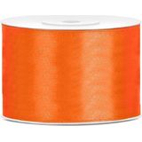 1x Hobby/decoratie oranje satijnen sierlinten 5 cm/50 mm x 25 meter - Cadeaulint satijnlint/ribbon - Oranje linten - Hobbymateriaal benodigdheden - Verpakkingsmaterialen