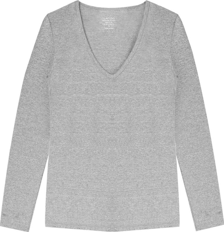 Claesen's® - Dames V-Neck T-Shirt Cotton/Lycra - Grijs Melee - 95% Katoen - 5% Lycra