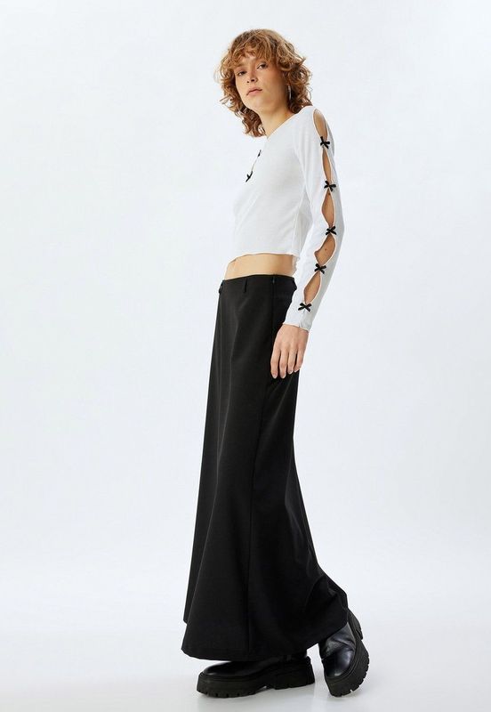 Tshirt - Lint Gedetailleerd - Normale Lengte - Lange Mouw - Ronde Kraag