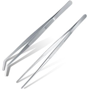 Unyqoos® Set van twee multifunctionele roestvrijstalen keukenpincetten voor koken en grillen