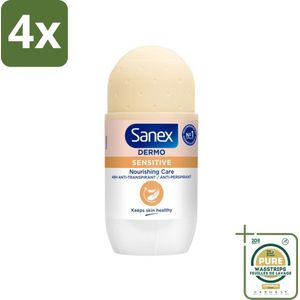 Sanex Dermo - Gevoelig - Deodorant Roller - 48h Anti-Transpirant - 50 ml - Voordeelverpakking - 4 stuks - Gevoelige Huid - 48 uur bescherming