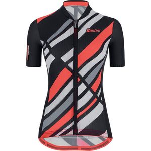 Santini Fietsshirt Korte mouwen Zwart Dames - Eco Sleek Raggi S/S Jersey For Women Black - XS