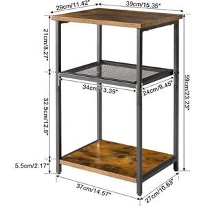Bijzettafel, nachtkastjes met 3 niveaus, kleine salontafel, TMJ403H