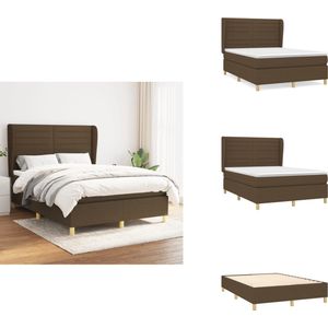 vidaXL Boxspring - Boxsprings - Bed - Slaapmeubel - Boxspring met matras stof donkerbruin 140x190 cm