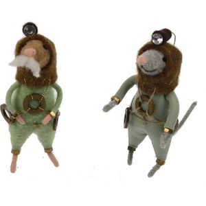 Muis duiker grijs/groen 2ass vilt 8x11x14cm
