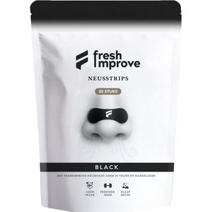 Fresh Improve® Premium Black Neusstrips 30 stuks - Verbeterde formule - Performance Neuspleisters Sporten & Slapen - Anti Snurk Pleisters - Slaapproblemen - Neusspreider Extra Sterk - Meer Zuurstof bij Hardlopen, Fietsen & Fitness