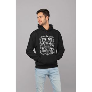 1988 Jaar Zwart Hodie - Maat M - Vintage Aged To Perfection - Verjaardagscadeau - Limited Edition