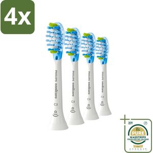 Philips Sonicare - Opzetborstels - C3 Premium Plaque Defense - Grondige Reiniging - 4 opzetborstels - HX9044/17 - Voordeelverpakking - 4 stuks - Tandplak verwijderen - Elektrische tandenborstel